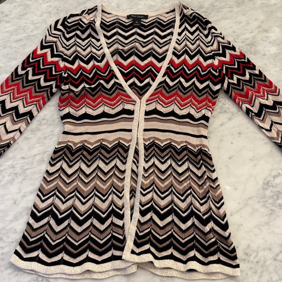 White House Black Market Chevron Sweater Cardigan - Picture 2 of 5